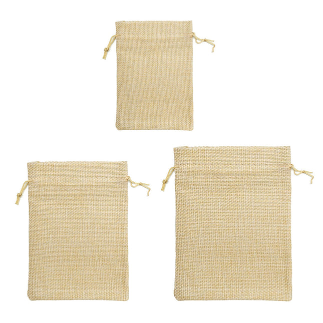 50 Pack Natural Jute Burlap Drawstring Bags Soap Jewellery Gift Storage Pouches