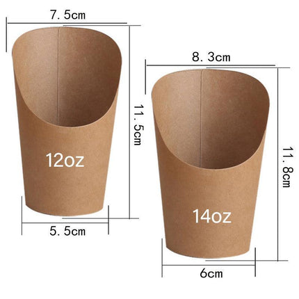 French Fries Holder Kraft Paper Cups Holder Disposable Paper Cups - Aimall