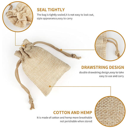 50 Pack Natural Jute Burlap Drawstring Bags Soap Jewellery Gift Storage Pouches