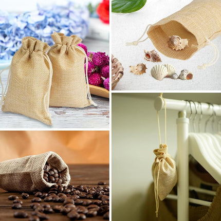 50 Pack Natural Jute Burlap Drawstring Bags Soap Jewellery Gift Storage Pouches