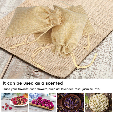 50 Pack Natural Jute Burlap Drawstring Bags Soap Jewellery Gift Storage Pouches