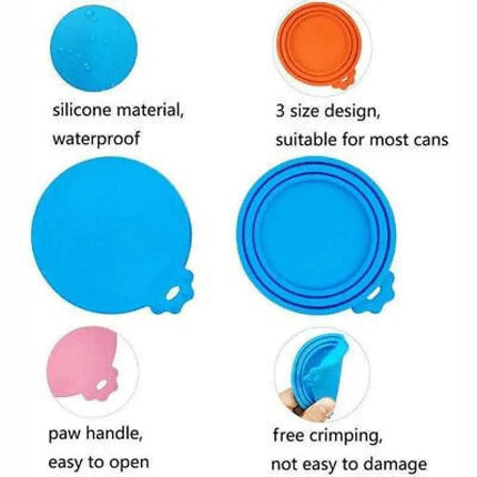 1/2/3x Pet Food Can Cover Lid Dog Cat Pet Tin Silicone Reusable Storage Cap Top - Aimall
