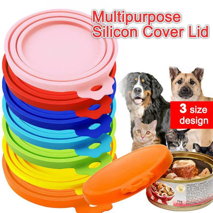 1/2/3x Pet Food Can Cover Lid Dog Cat Pet Tin Silicone Reusable Storage Cap Top - Aimall