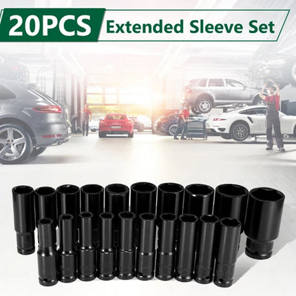 20PCS 1/2 Inch Drive Socket Set 8mm to 32mm with Case Chrome Vanadium Steel