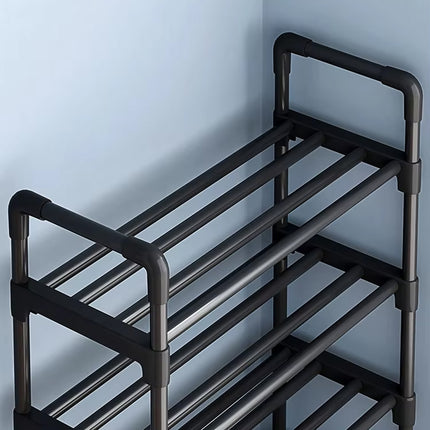 Shoe Rack Storage Cabinet 6 Tier Stackable Shelves Stand Black Organizer Home