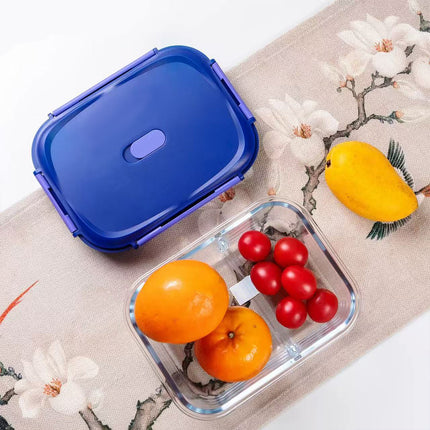 Glass Food Storage Container 1040ml Lunch Bento Box with Lid for Kitchen Prep