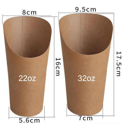 French Fries Holder Kraft Paper Cups Holder Disposable Paper Cups - Aimall