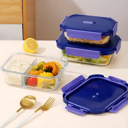 Glass Food Storage Container 1040ml Lunch Bento Box with Lid for Kitchen Prep