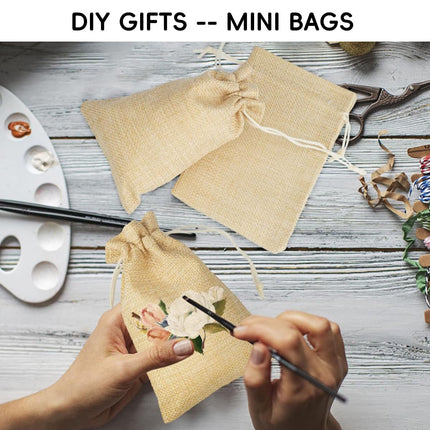 50 Pack Natural Jute Burlap Drawstring Bags Soap Jewellery Gift Storage Pouches