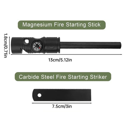Three-in-one Flint Magnesium Stick Multifunctional Flint with Compass Flint