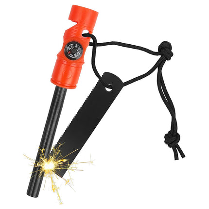 Three-in-one Flint Magnesium Stick Multifunctional Flint with Compass Flint