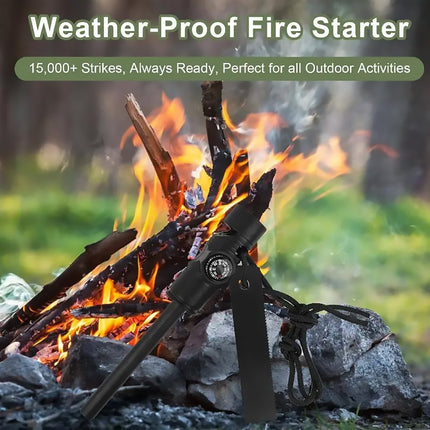 Three-in-one Flint Magnesium Stick Multifunctional Flint with Compass Flint