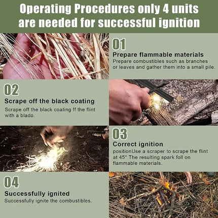 Three-in-one Flint Magnesium Stick Multifunctional Flint with Compass Flint