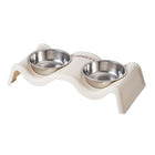 Pet Bowls Stainless Steel Double Bowl Wavy Cat Dog Feeding Dish Nonslip Base