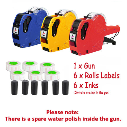Tag Gun Labeller Kit With 6 Rolls Labels And 5 Inks Roller