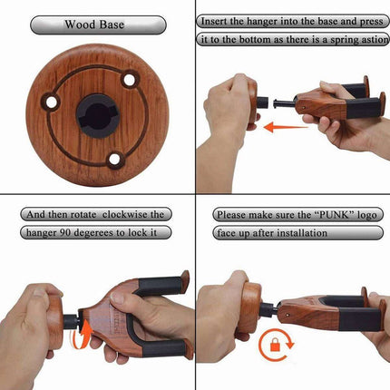 Solid Wood Guitar Wall Hook Hanger Silicone Neck Cradle Acoustic Electric Bass