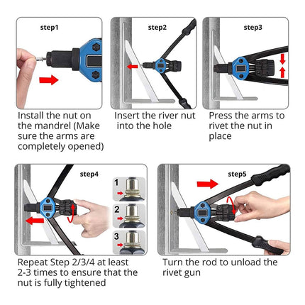110-Piece Manual Rivet Nut Gun Kit - Hand Riveter Set with Storage Case