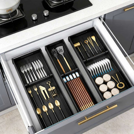 Under Cabinet Drawer Organizer Bin Silverware Utensil Holder Storage Container