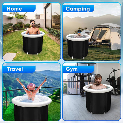 Portable Folding Soaking Tub 75x75cm Inflatable Rim