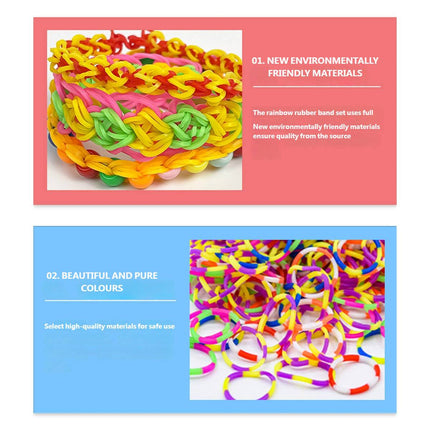 15000Pcs Rainbow Rubber Bands with 3 Layer Storage Case Weaving DIY Craft Set