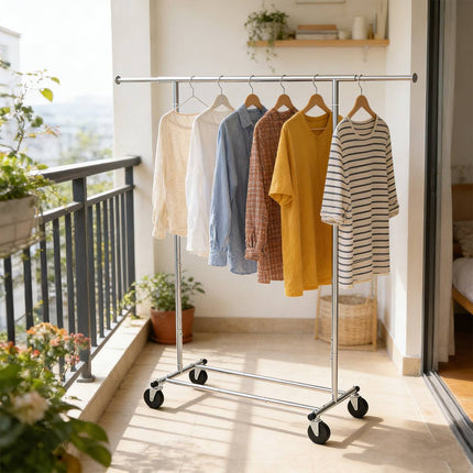 Rolling Chrome Clothes Drying Rack Extending Rail