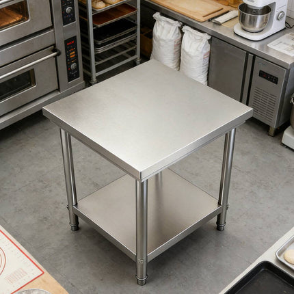 Stainless Steel Work Table 60x60x80cm 2 Tier
