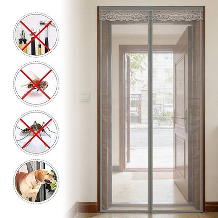 Magnetic Mosquito Mesh Door Curtain 2 Sizes Grey