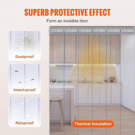 Clear PVC Strip Door Curtain 2 Pack 200cm Thermal Dust Barrier