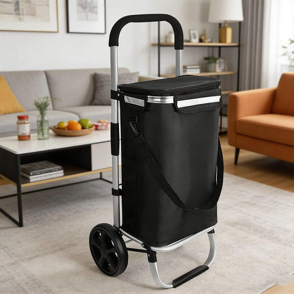 Folding Shopping Cart with Wheels Portable Utility Trolley Grocery Storage Bag