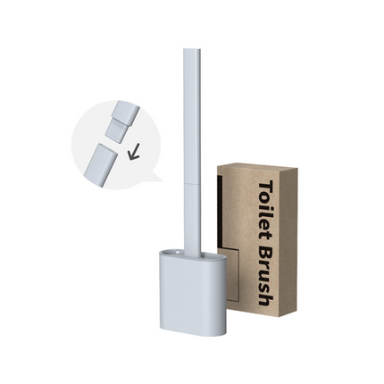 TPR Toilet Brush Set Silicone-Like Head with Holder Wall Mounted Detachable Handle