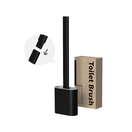 TPR Toilet Brush Set Silicone-Like Head with Holder Wall Mounted Detachable Handle