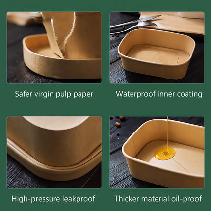 50 Pcs Takeaway Lunch Boxes with Lids Leakproof Food Grade 850ml