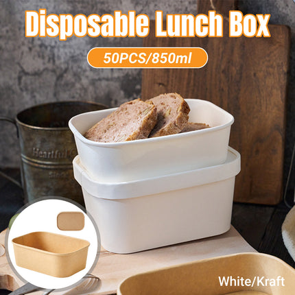 50 Pcs Takeaway Lunch Boxes with Lids Leakproof Food Grade 850ml