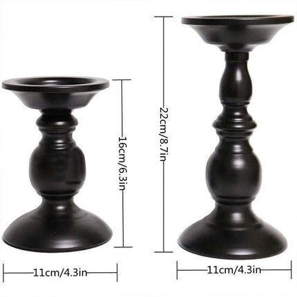 2pcs Black Iron Candle Holders for Candlelight Dinner Atmosphere Decoration Set
