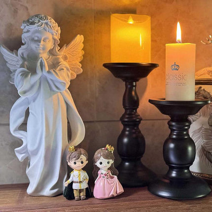2pcs Black Iron Candle Holders for Candlelight Dinner Atmosphere Decoration Set