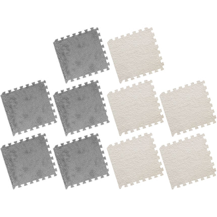 Foam Floor Mats Set 10PCS Shaggy Interlocking Tiles Soft for Kids Room Play Area