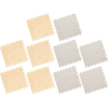 Foam Floor Mats Set 10PCS Shaggy Interlocking Tiles Soft for Kids Room Play Area