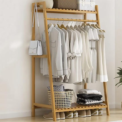 Bamboo Clothes Garment Rack Stable Structure Durable Space Saving Home Daily Use