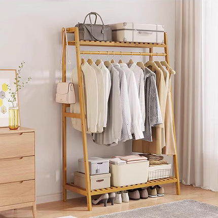 Bamboo Clothes Garment Rack Stable Structure Durable Space Saving Home Daily Use
