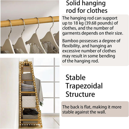 Bamboo Clothes Garment Rack Stable Structure Durable Space Saving Home Daily Use