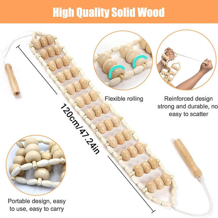 Wooden Back Massage Rope Roller for Neck Shoulder Waist and Legs