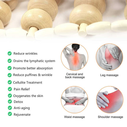 Wooden Back Massage Rope Roller for Neck Shoulder Waist and Legs