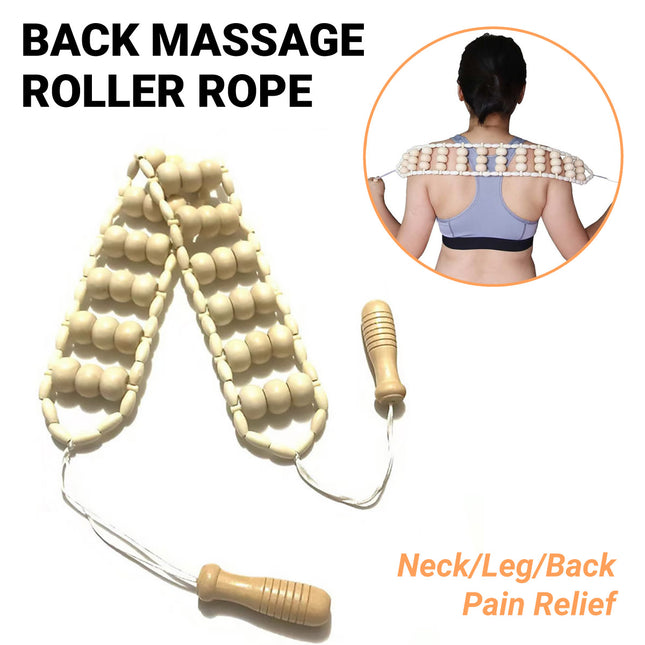 Wooden Back Massage Rope Roller for Neck Shoulder Waist and Legs