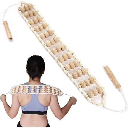 Wooden Back Massage Rope Roller for Neck Shoulder Waist and Legs