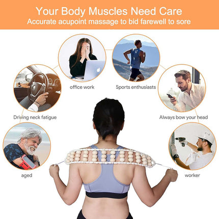 Wooden Back Massage Rope Roller for Neck Shoulder Waist and Legs
