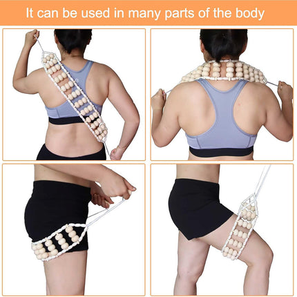 Wooden Back Massage Rope Roller for Neck Shoulder Waist and Legs