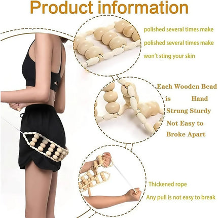 Wooden Back Massage Rope Roller for Neck Shoulder Waist and Legs