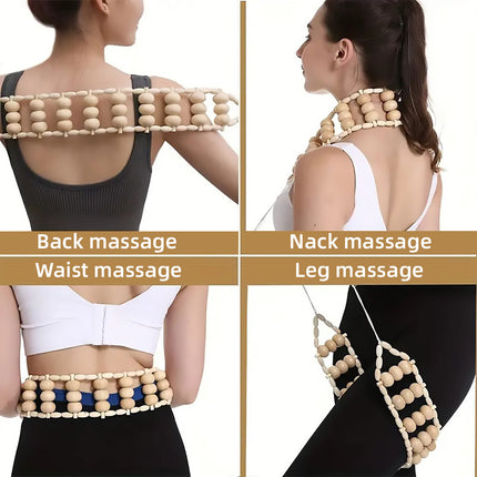 Wooden Back Massage Rope Roller for Neck Shoulder Waist and Legs