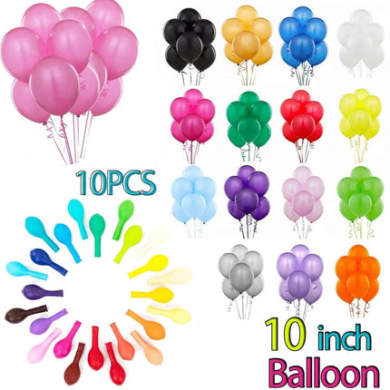 10 PCS 10+ Colours 10" 25cm Latex Balloons Birthday Party Wedding Decoration AU - Aimall