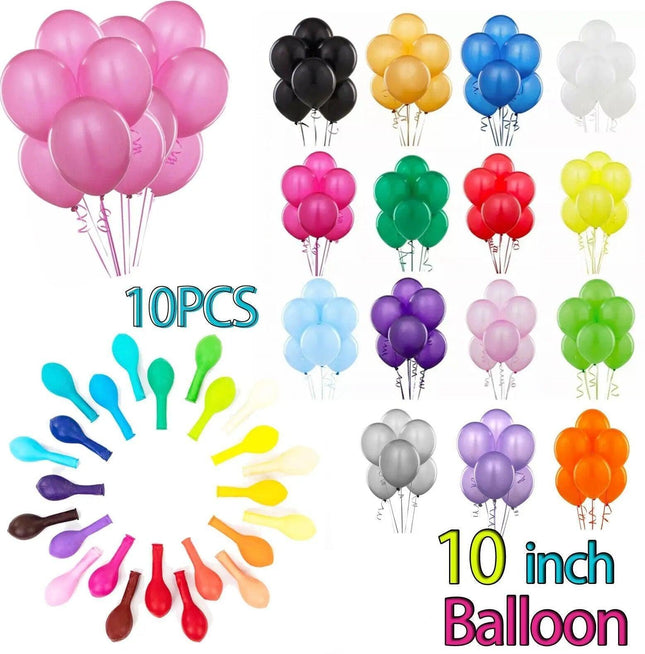 10 PCS 10+ Colours 10" 25cm Latex Balloons Birthday Party Wedding Decoration AU - Aimall
